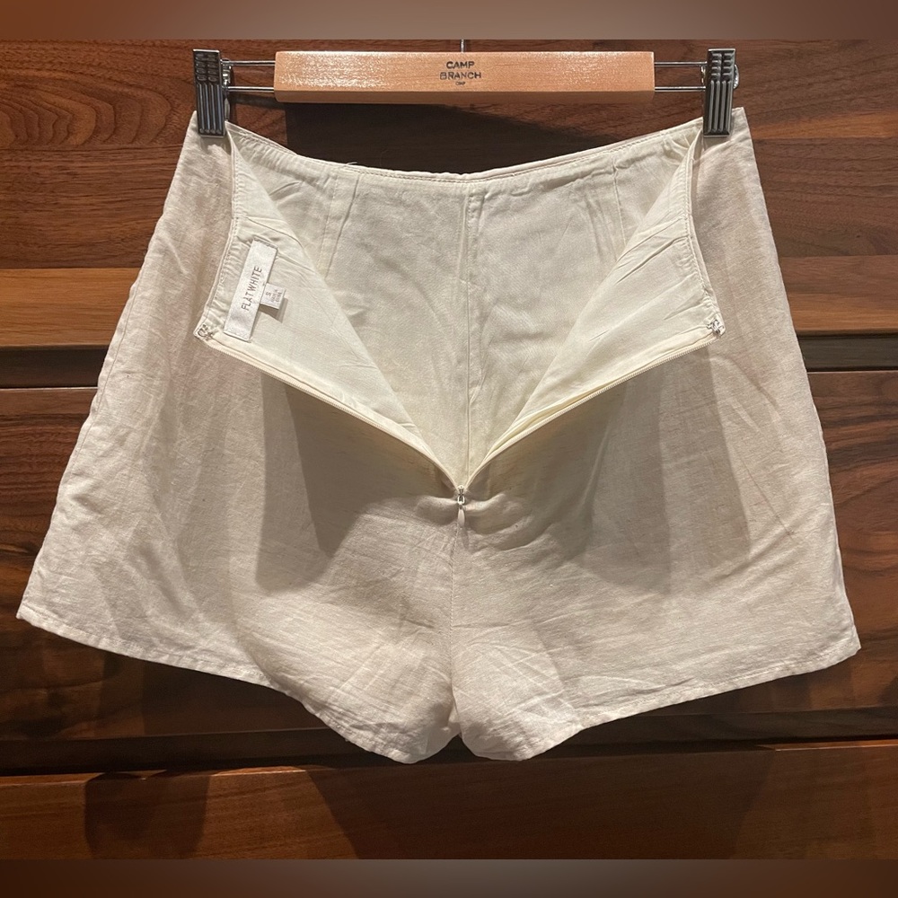 Anthropologie Cream Linen Button-Front Skort - Picture 3 of 6